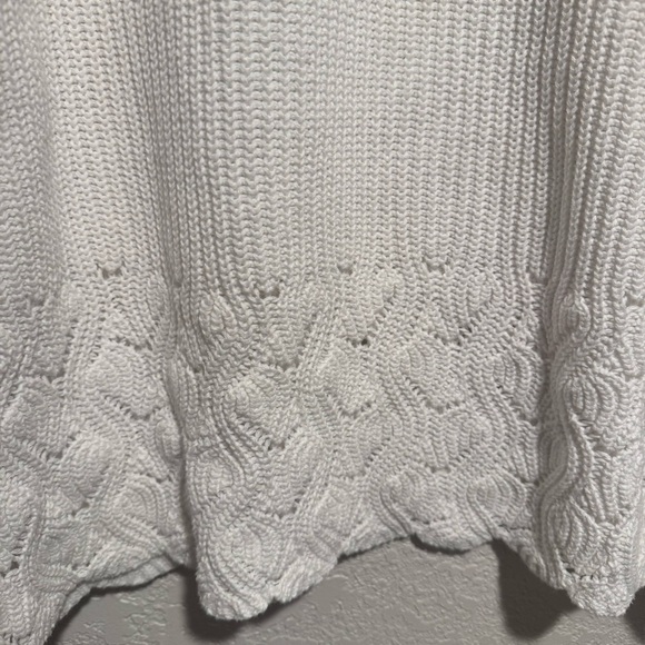 VTG 90s 100% Cotton Chunky Cottagecore Fairy Jeanne Pierre White Knit Sweater - Picture 3 of 8